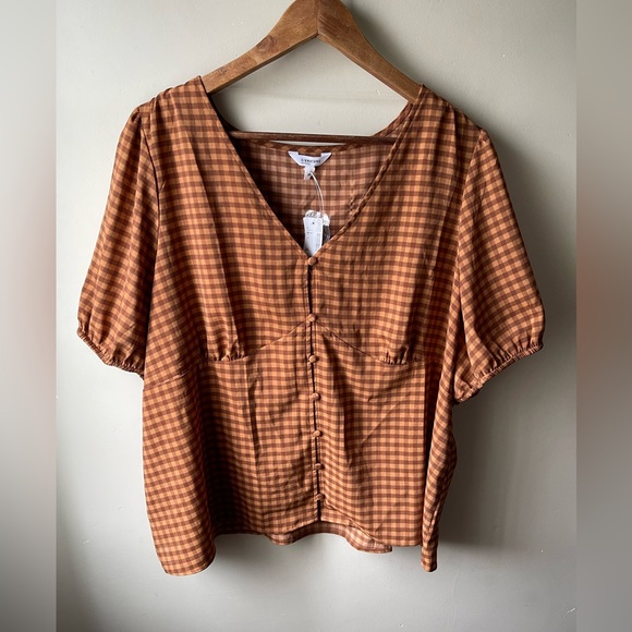 Reitmans Tops - reitmans gingham puff sleeve corset top short sleeve 2X NWT